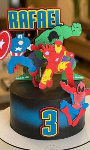 Arquivo de corte Topo de Bolo Heróis camadas STUDIO