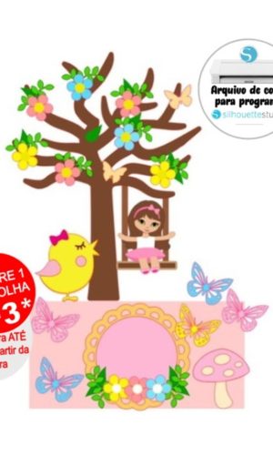 Arquivo De Corte Topo De Bolo Jardim - Menina Balanço