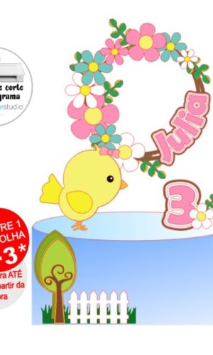 Arquivo de corte topo de bolo jardim passaro