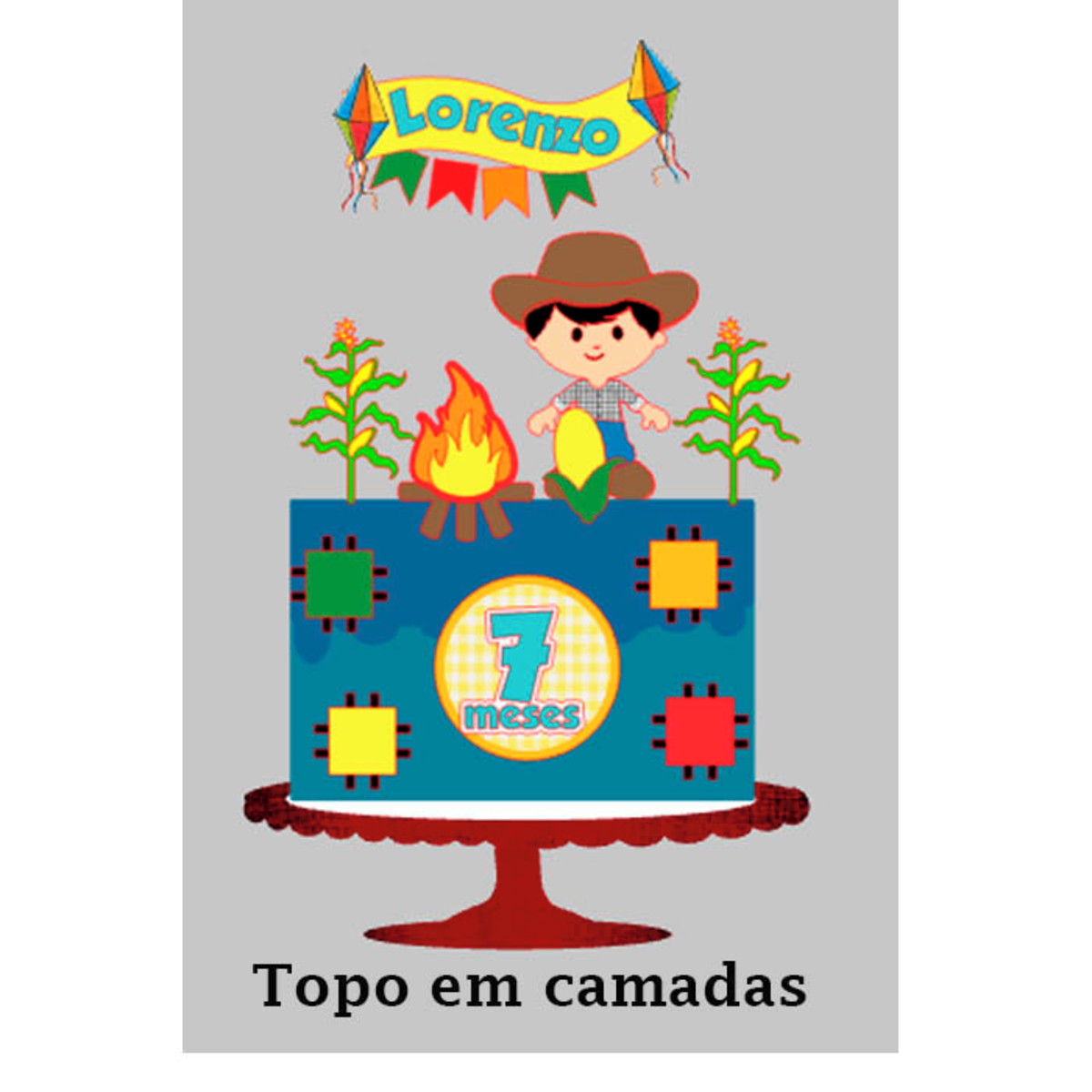 Arquivo de Corte Topo de Bolo Junino 8 CAMADAS + BRINDE