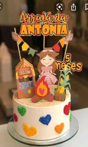 Arquivo de Corte Topo de Bolo Junino Menina Camadas #2391