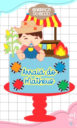 Arquivo de Corte: Topo de Bolo Junino Menino Baby Arraiá 062