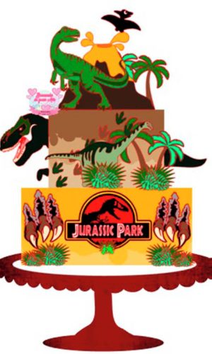 Arquivo de Corte Topo de Bolo Jurassic Park 2 CAMADAS + KIT