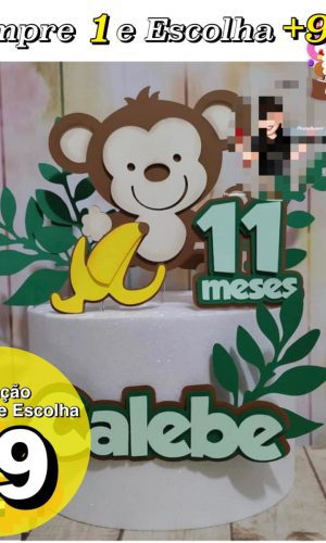 Arquivo de Corte Topo de bolo Macaco em Camadas - Studio