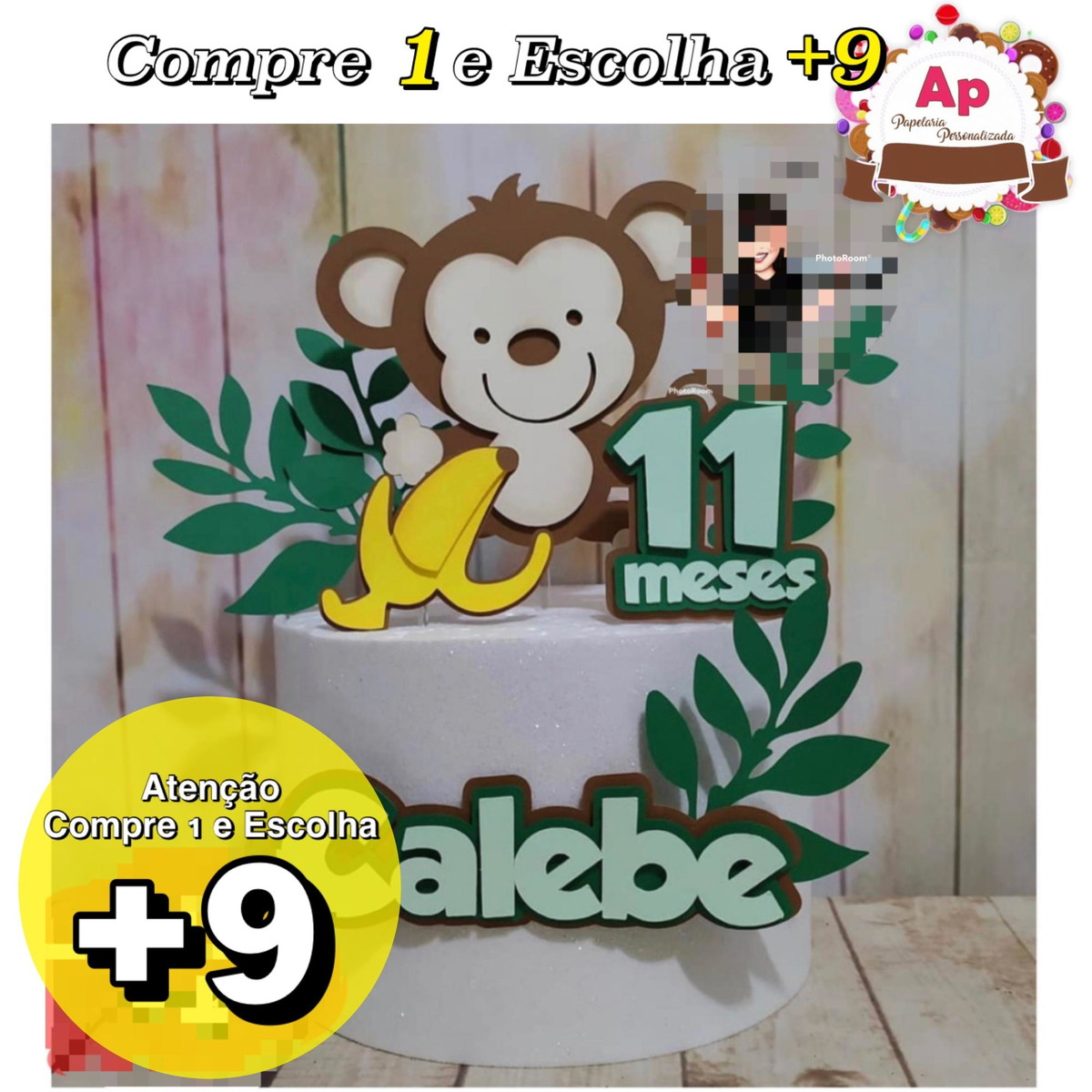Arquivo de Corte Topo de bolo Macaco em Camadas - Studio