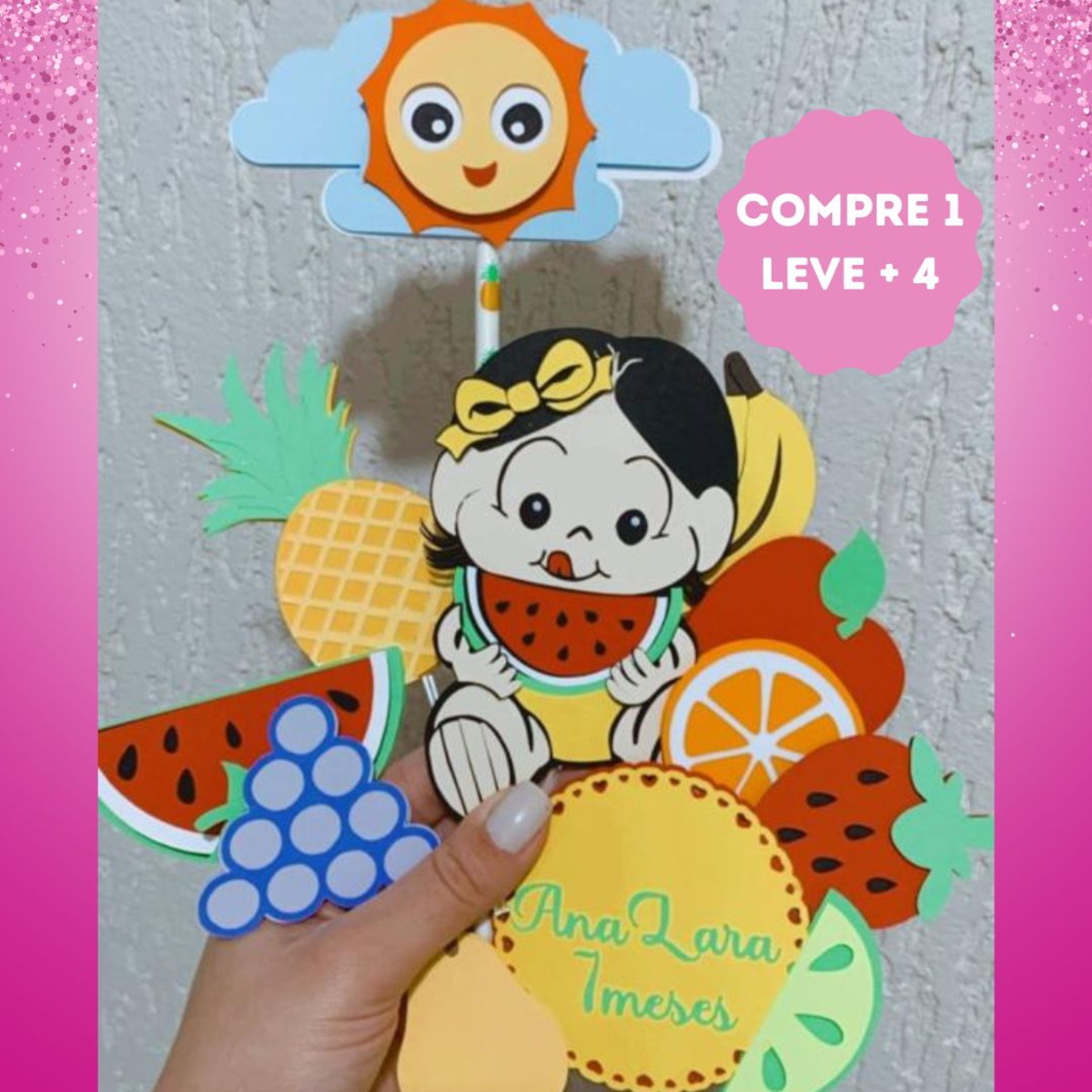 Arquivo de Corte Topo de Bolo Magali com Frutinhas Camadas