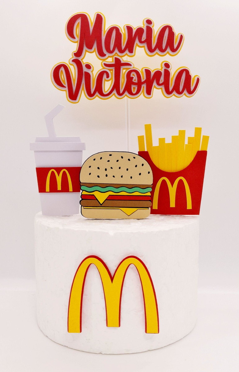 Arquivo de Corte Topo de Bolo Mc Donalds 100% Camadas Studio