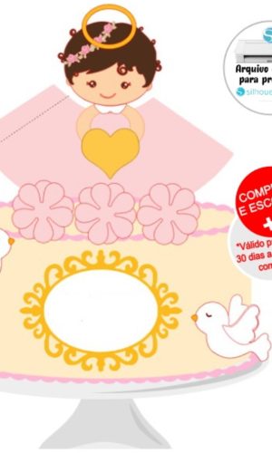 Arquivo De Corte Topo De Bolo Menina Anjinha Cacheada