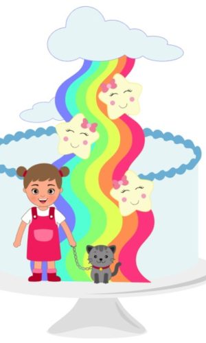 Arquivo de Corte Topo de Bolo Menina Arco Iris