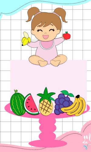 Arquivo de Corte: Topo de Bolo Menina Baby Frutinhas 018
