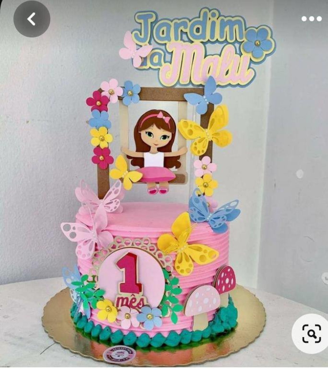 Arquivo de Corte Topo de Bolo Menina Balanço Jardim