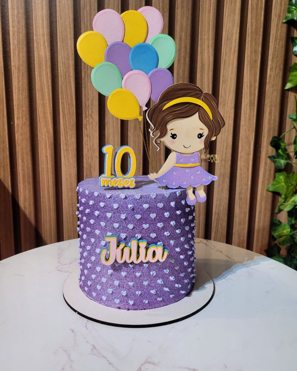 Arquivo de Corte Topo de Bolo Menina Balão Studio