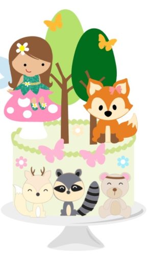 Arquivo de Corte Topo de Bolo Menina Bosque