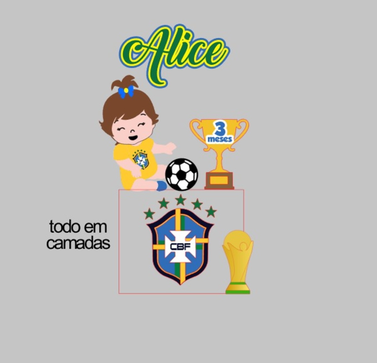 Arquivo de Corte Topo de Bolo Menina Copa Brasil