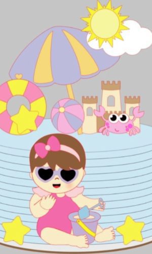 Arquivo de Corte Topo de Bolo Menina de Oculos na Praia