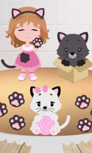 Arquivo de Corte Topo de Bolo Menina Gatinha