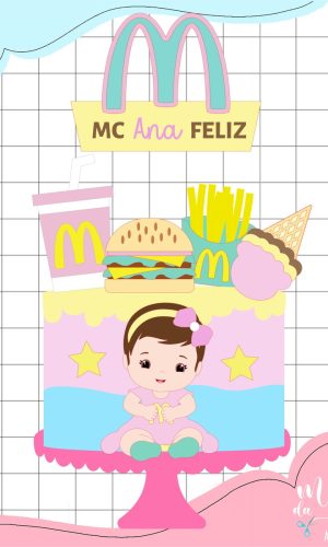 Arquivo de Corte: Topo de Bolo Menina Mc Donalds Candy 006