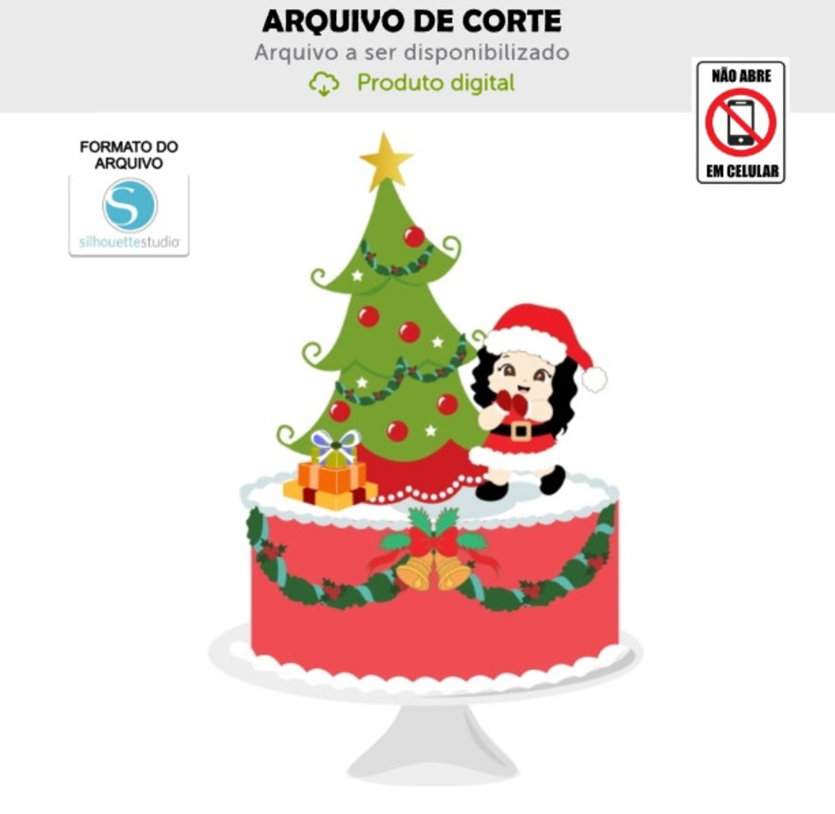 Arquivo de Corte Topo de Bolo Menina Natal