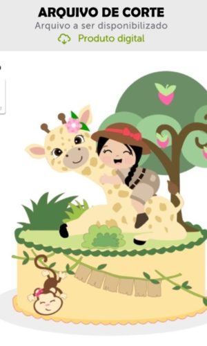 Arquivo de Corte Topo de Bolo Menina Safari