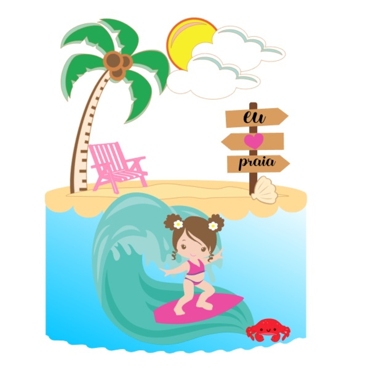 Arquivo de Corte Topo de Bolo Menina Surf