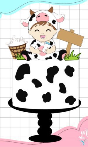 Arquivo de Corte: Topo de Bolo Menino Baby Vaquinha 006