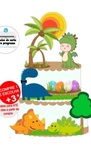 Arquivo de Corte Topo de Bolo Menino Dinossauro