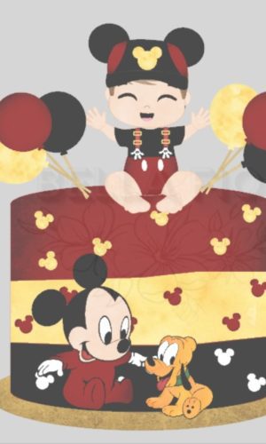 Arquivo de Corte Topo de Bolo Menino e Mickey Baby - Bf