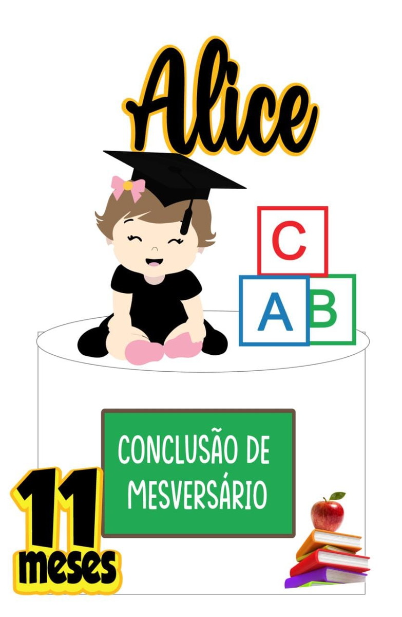 Arquivo de Corte Topo de Bolo Mesversario Menina 01