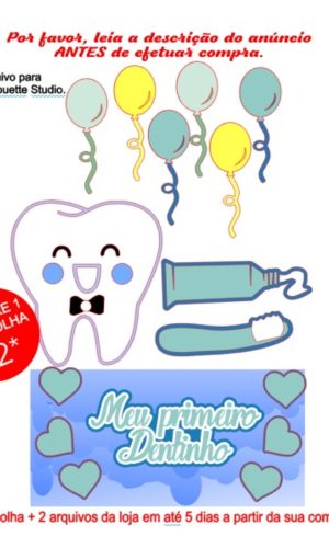 Arquivo de Corte Topo de Bolo Meu Primeiro Dentinho - Menino