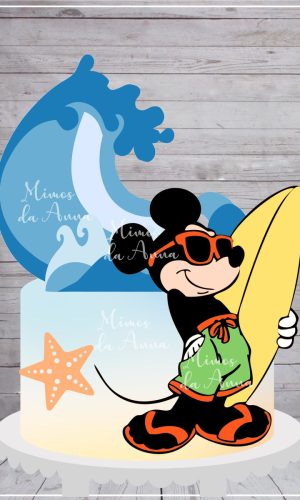 Arquivo De Corte Topo De Bolo Mickey Surfista Em Camadas