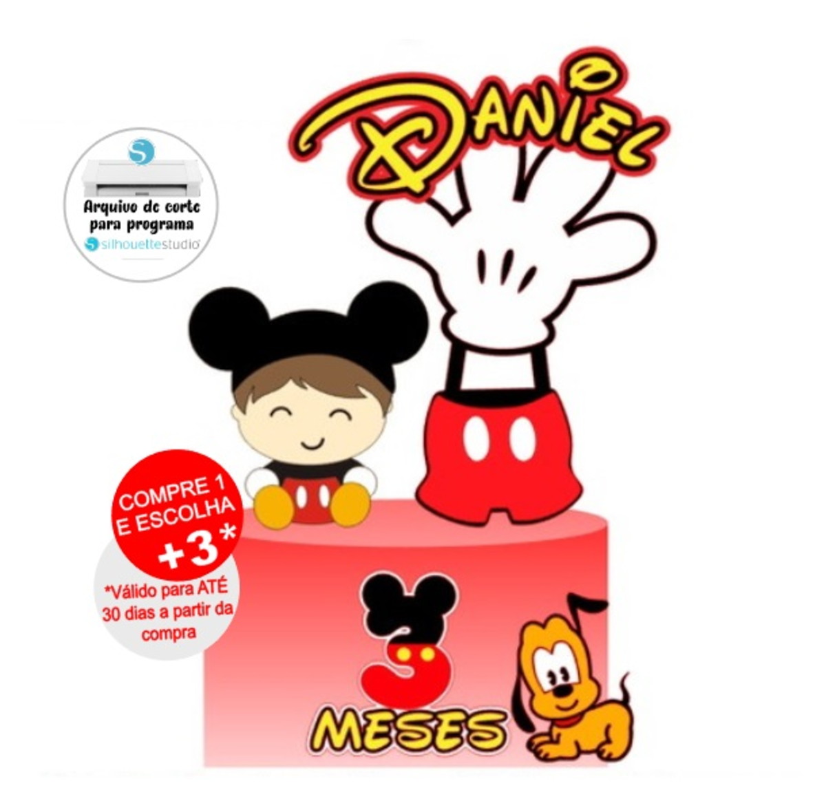 Arquivo de Corte Topo de Bolo Mickey Baby