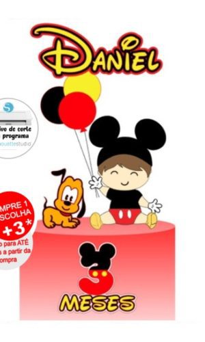 Arquivo de Corte Topo de Bolo Mickey Bebê