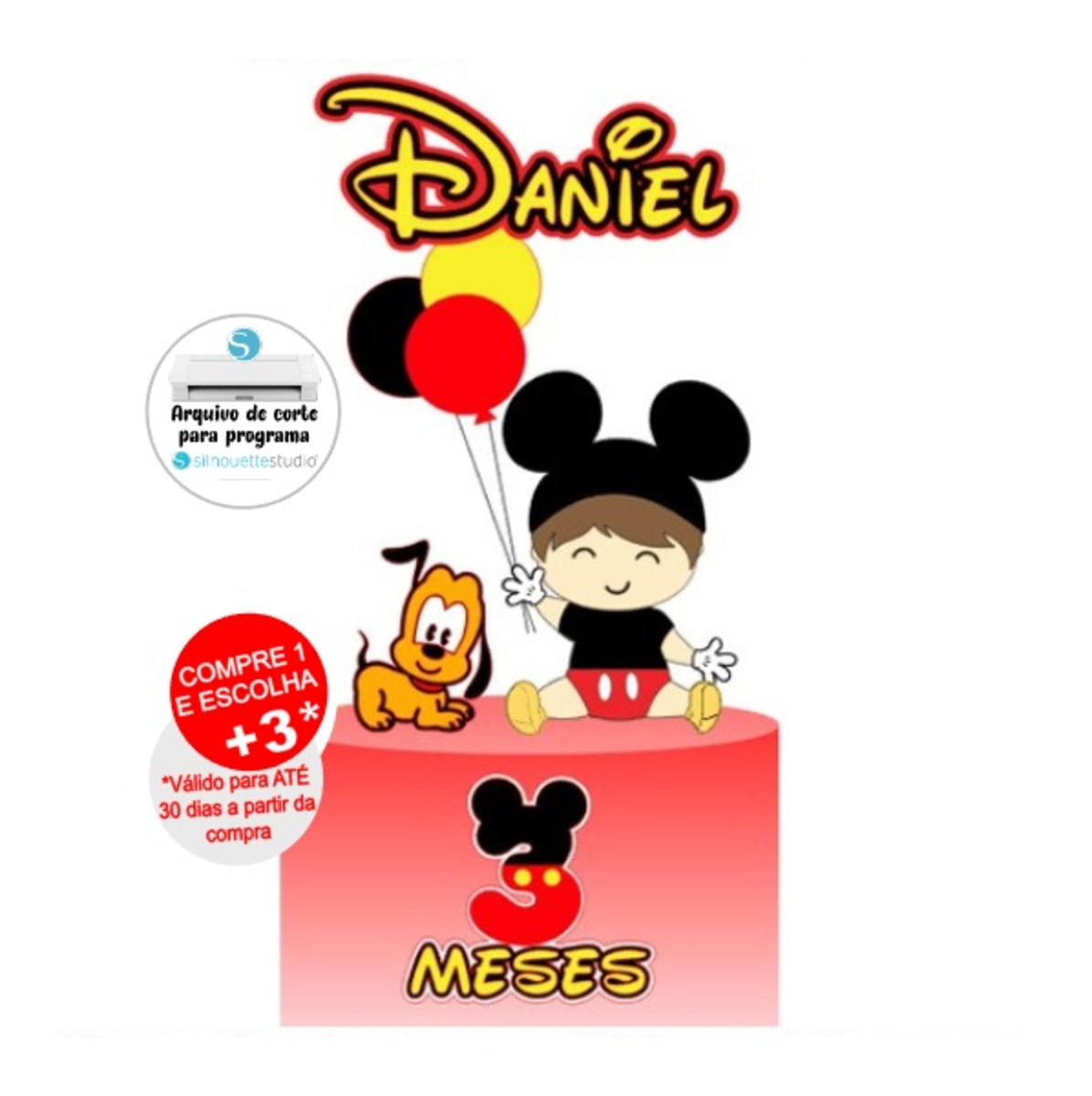 Arquivo de Corte Topo de Bolo Mickey Bebê