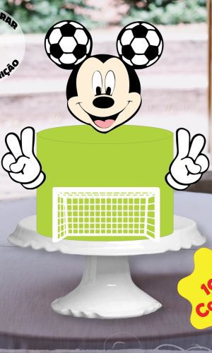 Arquivo de Corte Topo de Bolo Mickey Futebol em Camadas