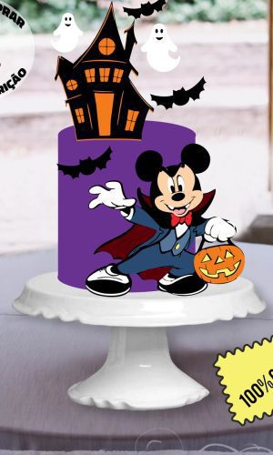 Arquivo de Corte Topo de Bolo Mickey Halloween em Camadas