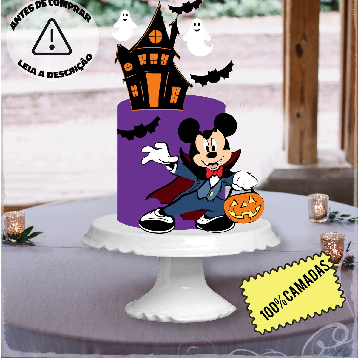 Arquivo de Corte Topo de Bolo Mickey Halloween em Camadas