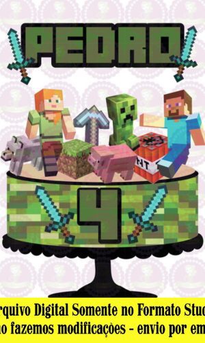 ARQUIVO DE CORTE - TOPO DE BOLO MINECRAFT 002 REF 207