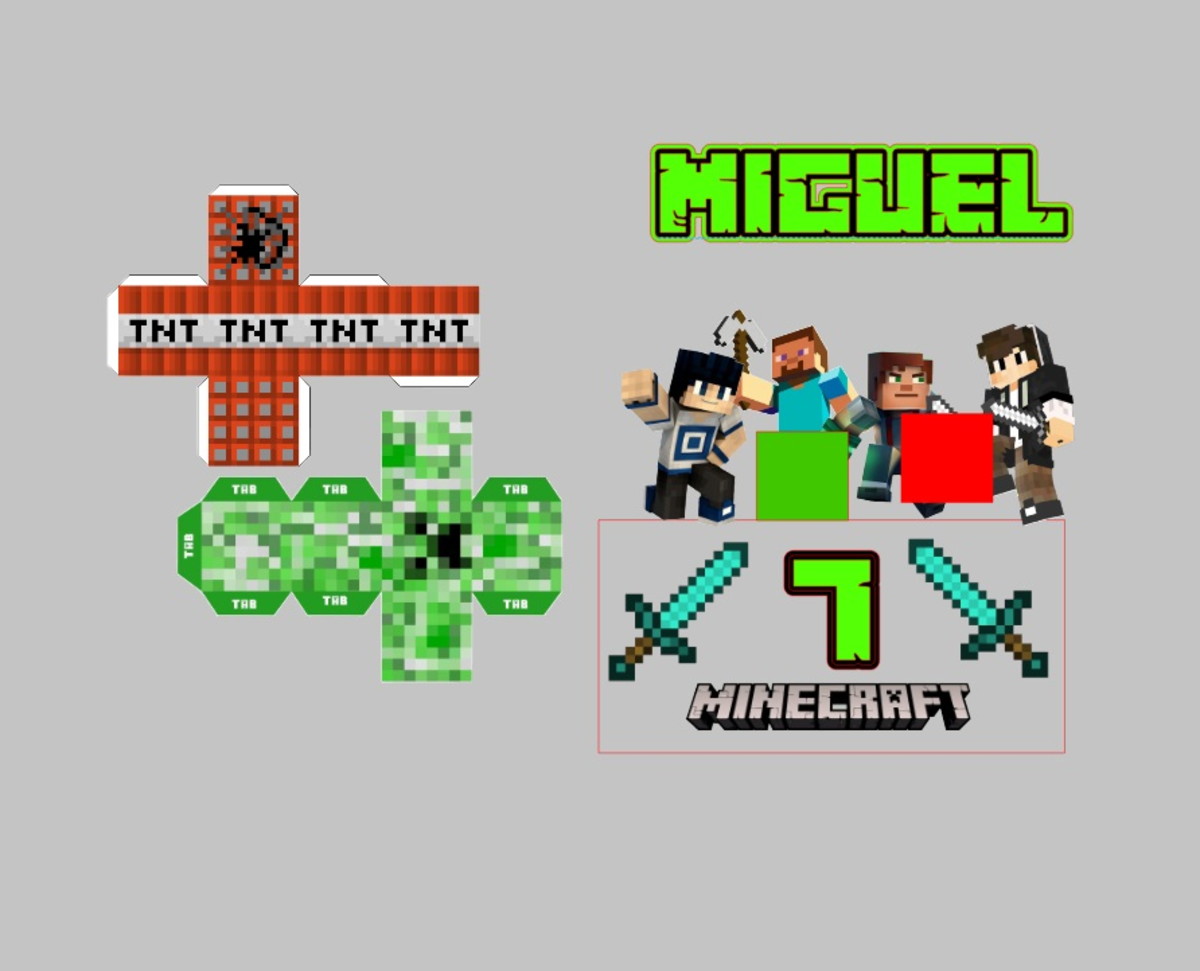 Arquivo de Corte Topo de Bolo Minecraft Caixa 3d