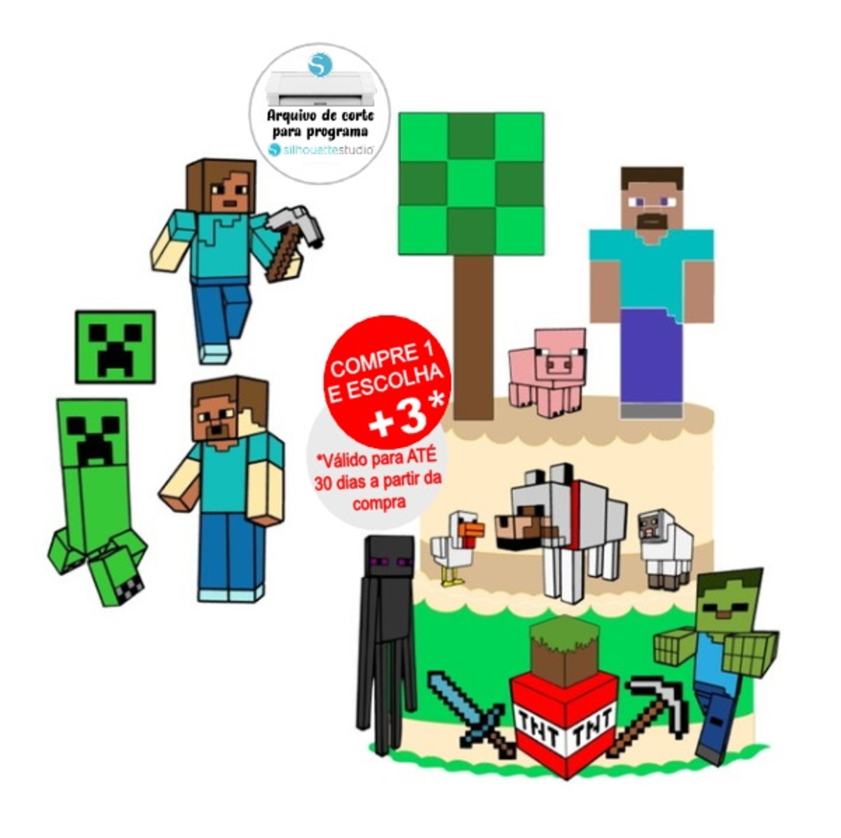 Arquivo de Corte Topo de Bolo Minecraft - Camada