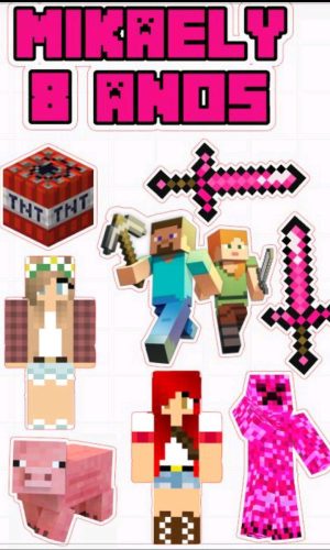 Arquivo de corte topo de bolo Minecraft rosa