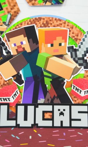 Arquivo de Corte topo de bolo Minecraft - Studio e PDF