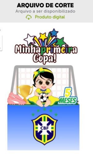 Arquivo de Corte Topo de Bolo Minha Primeira Copa Bebê