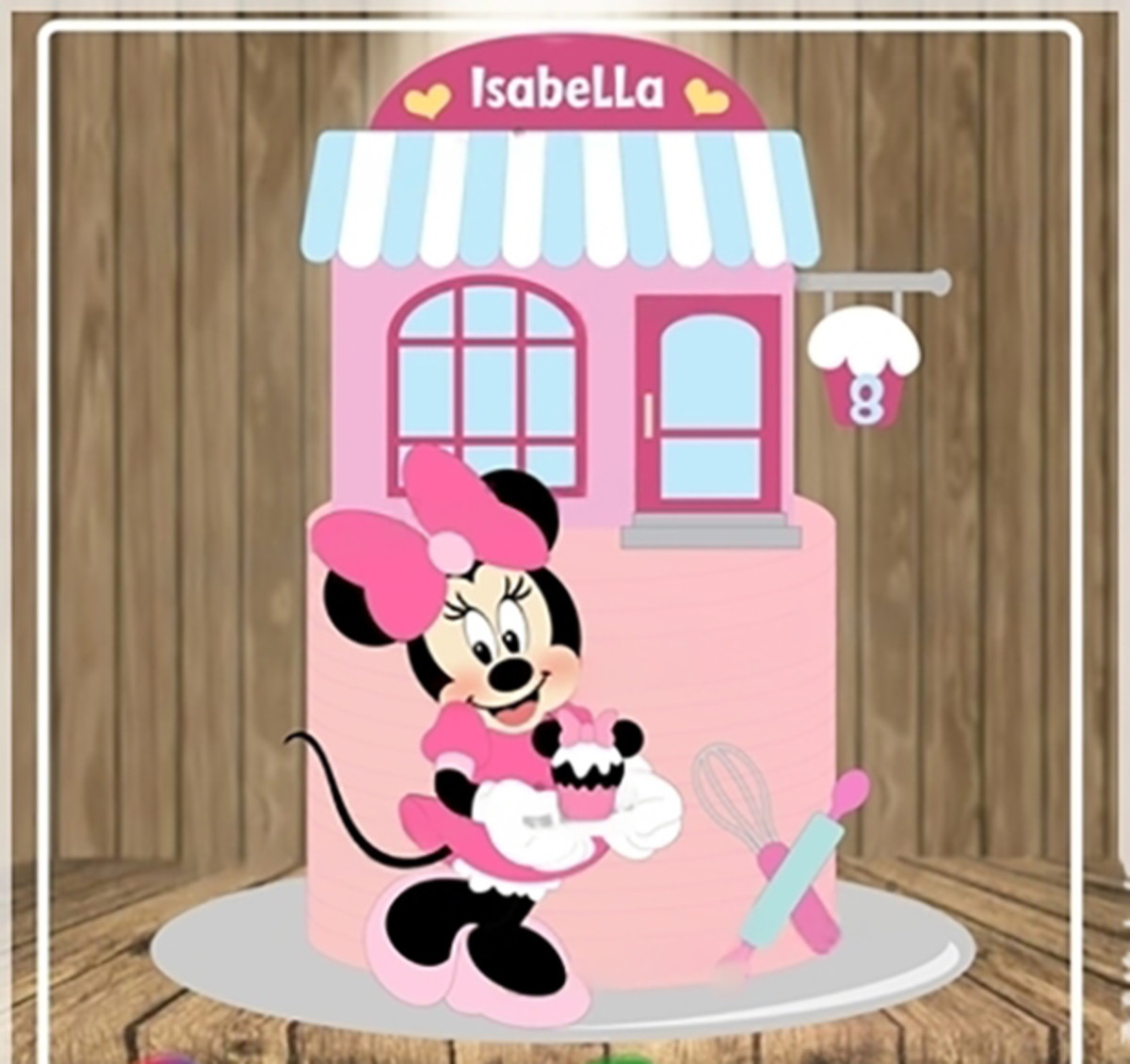 Arquivo de Corte Topo de Bolo Minnie Confeiteira