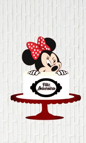 Arquivo de Corte Topo de Bolo Minnie Piscando Camadas