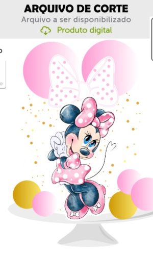 Arquivo de Corte Topo de Bolo Minnie Rosa Aquarela