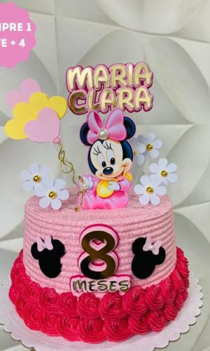 Arquivo de Corte Topo de Bolo Minnie Rosa Baby com Baloes