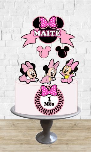 Arquivo de Corte Topo de Bolo Minnie Rosa Bebê