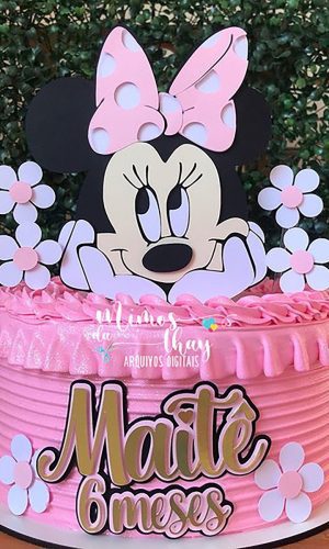 Arquivo de Corte: Topo de Bolo Minnie Rosa Camadas 013