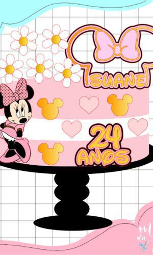 Arquivo de Corte: Topo de Bolo Minnie Rosa Camadas 014