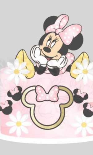 Arquivo de Corte Topo de Bolo Minnie Rosa Camadas 63 - Bf